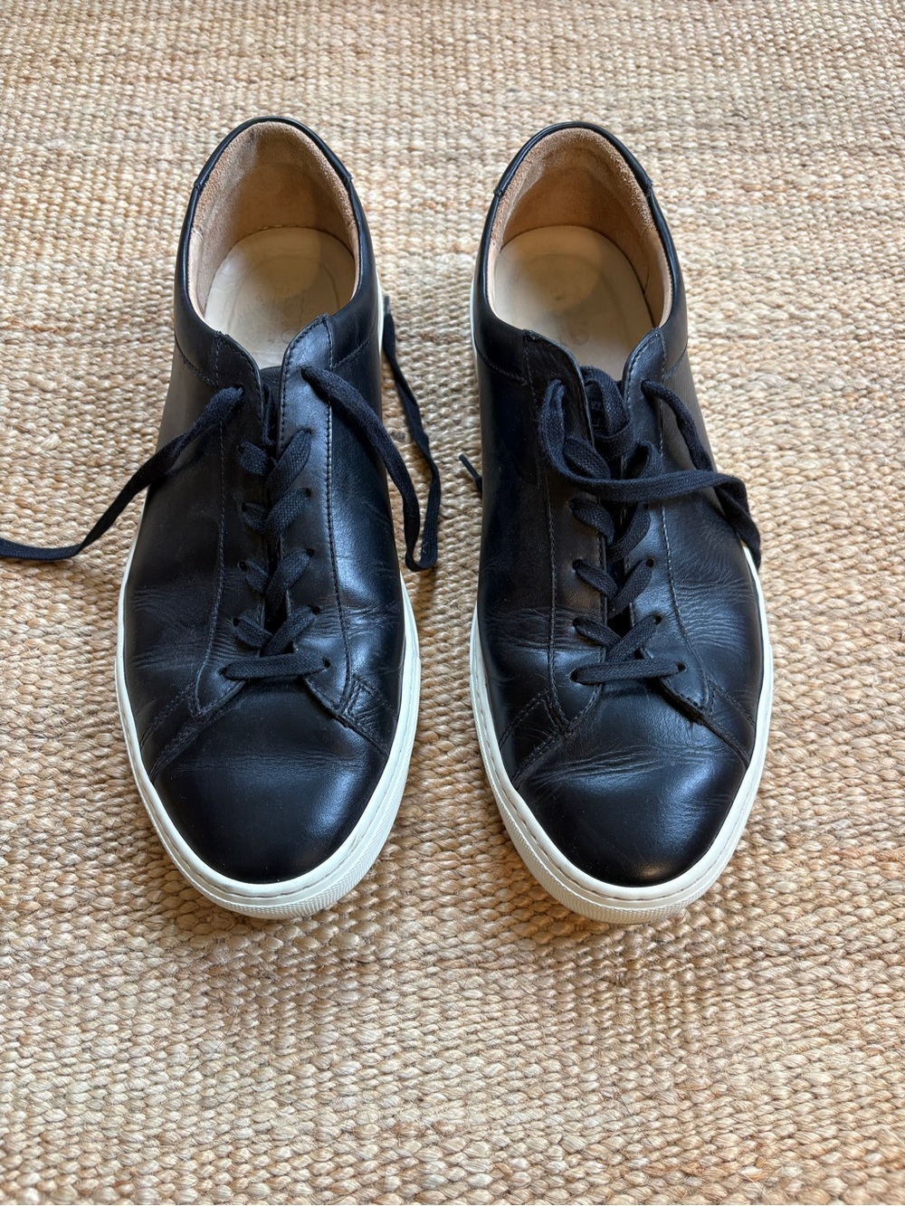 KOIO Black Leather Low-Top Sneakers with White Sole